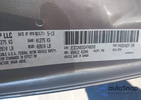 2013 Dodge Charger Se from USA, damaged, VIN 2C3CDXBG5DH706505